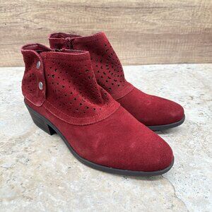 Baretraps Ankle Boots Womens 8.5 Wine Suede Leather Gaige Cutout Design Comfort